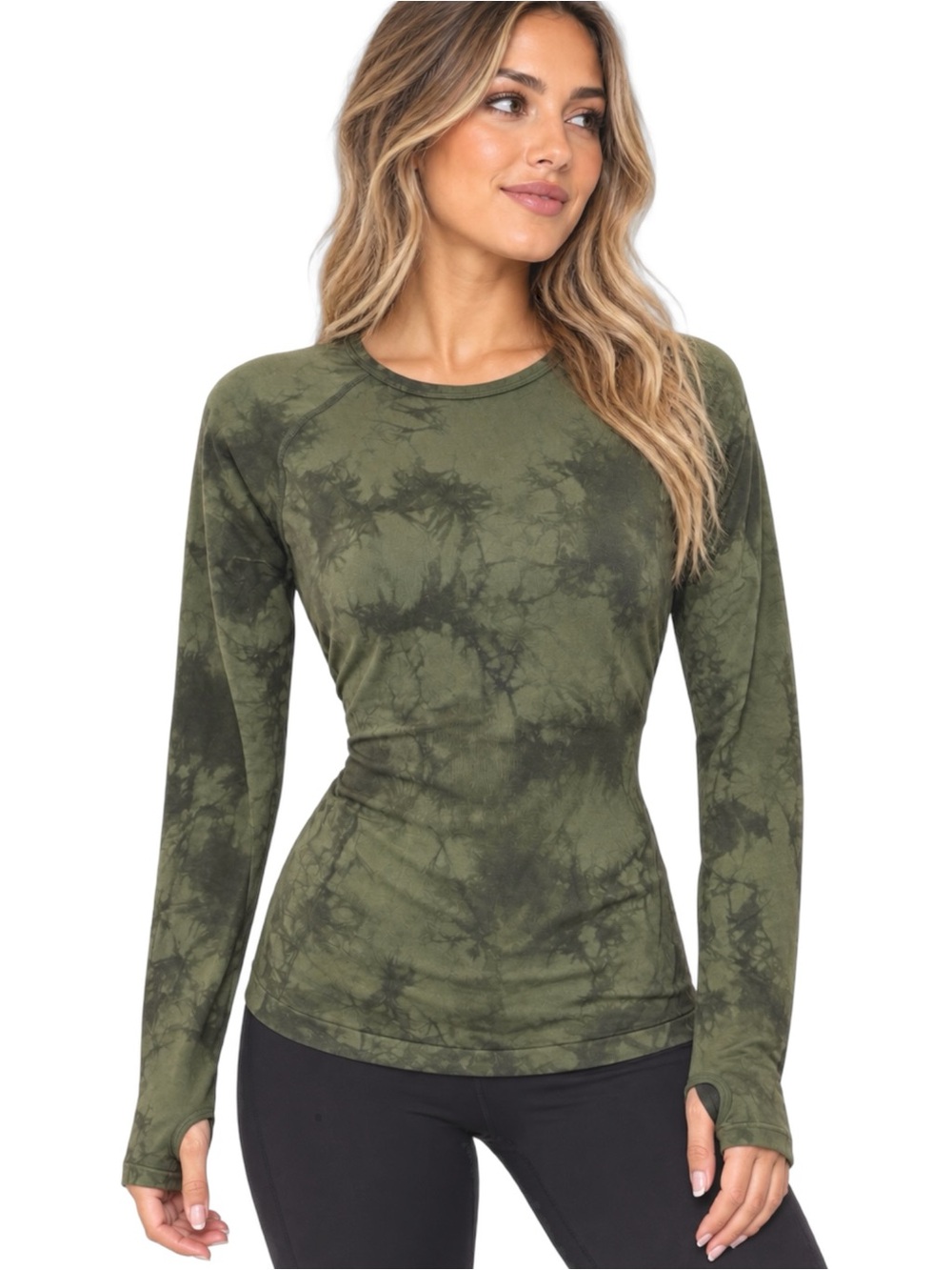 ZELLA Green Mountain Seamless Wick It Long Sleeve Workout Top M Thumbholes